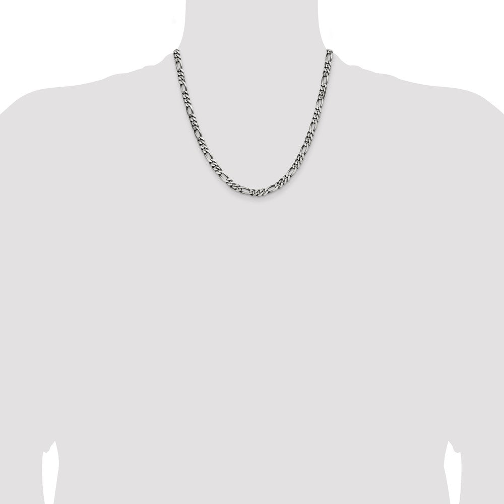 High-Quality Antiqued Sterling Silver 5.5mm Figaro Chain - Stylish Value!