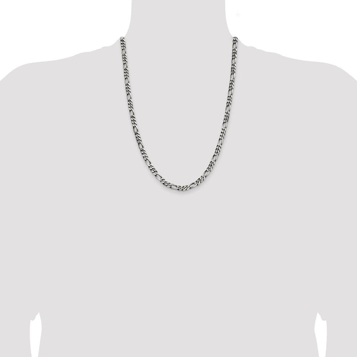 Buy Exclusive 5.5mm Antiqued Sterling Silver Figaro Chain - Stylish Value!-4