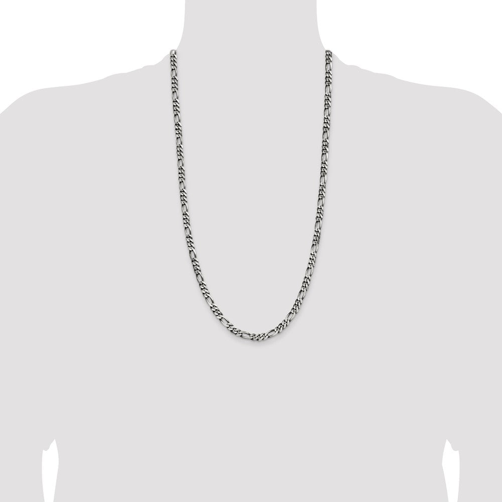 High-quality Antiqued Sterling Silver 5.5mm Figaro Chain - Stylish Value!