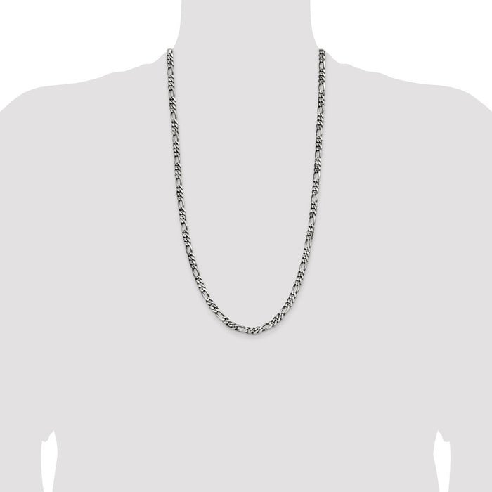High-quality Antiqued Sterling Silver 5.5mm Figaro Chain - Stylish Value!-4