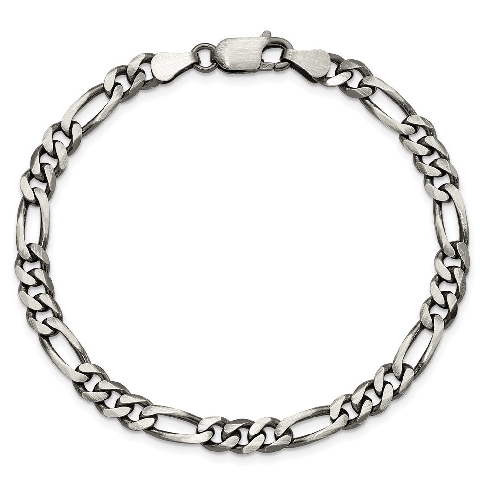 Exclusive Antiqued Sterling Silver Figaro Chain - 5.5mm, Stylish Value!
