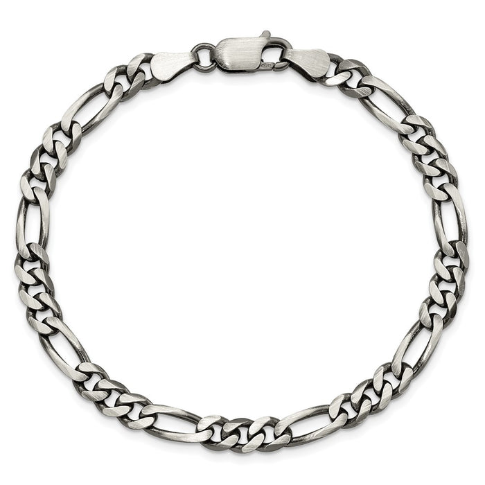 Exclusive Antiqued Sterling Silver Figaro Chain - 5.5mm, Stylish Value!-3