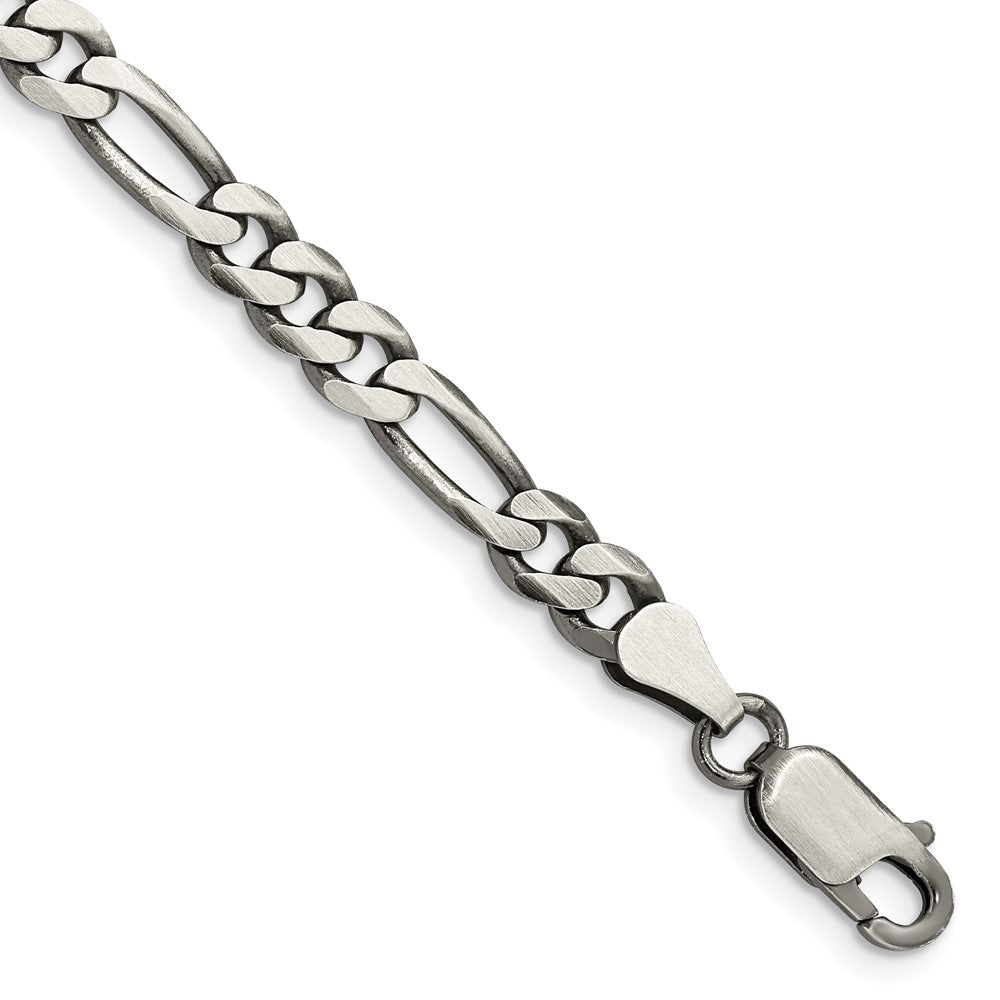 Exclusive Antiqued Sterling Silver Figaro Chain - 5.5mm, Stylish Value!
