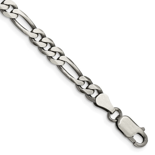 Exclusive Antiqued Sterling Silver Figaro Chain - 5.5mm, Stylish Value!