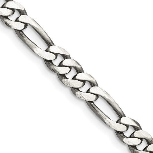 Buy Exclusive 5.5mm Antiqued Sterling Silver Figaro Chain - Stylish Value!