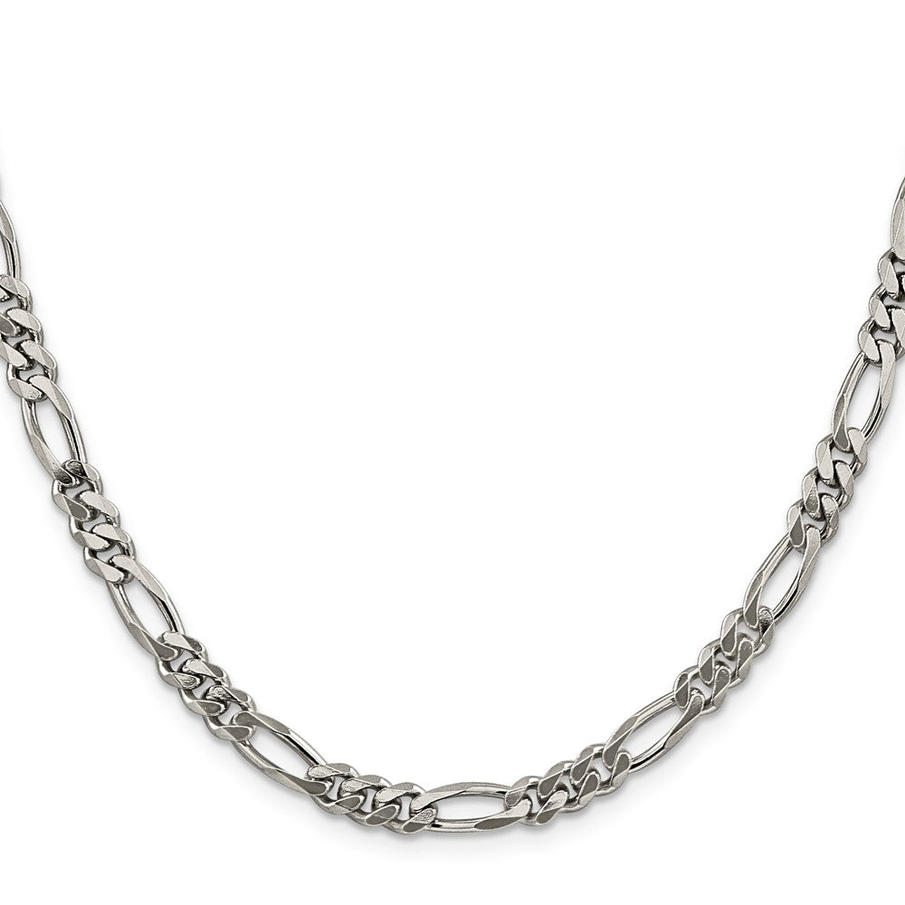 Buy Stylish Rhodium-Plated Sterling Silver 5.25mm Figaro Chain - Affordable Luxury