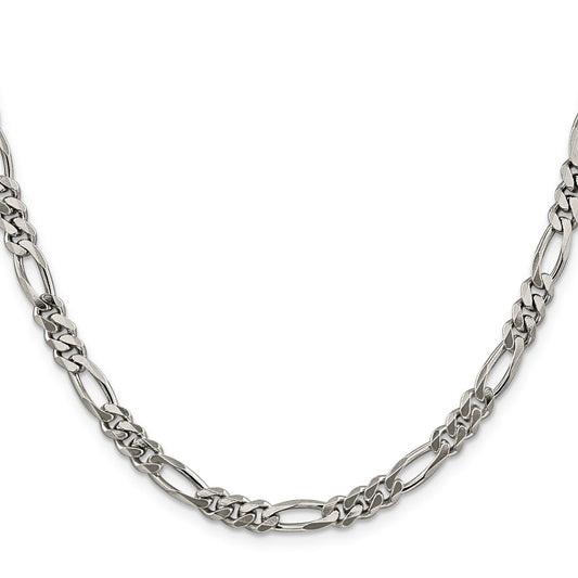 Buy Stylish Rhodium-Plated Sterling Silver 5.25mm Figaro Chain - Affordable Luxury