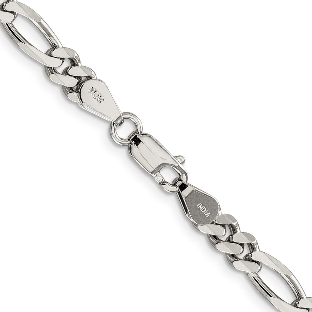 Buy Stylish Rhodium-Plated Sterling Silver 5.25mm Figaro Chain - Affordable Luxury