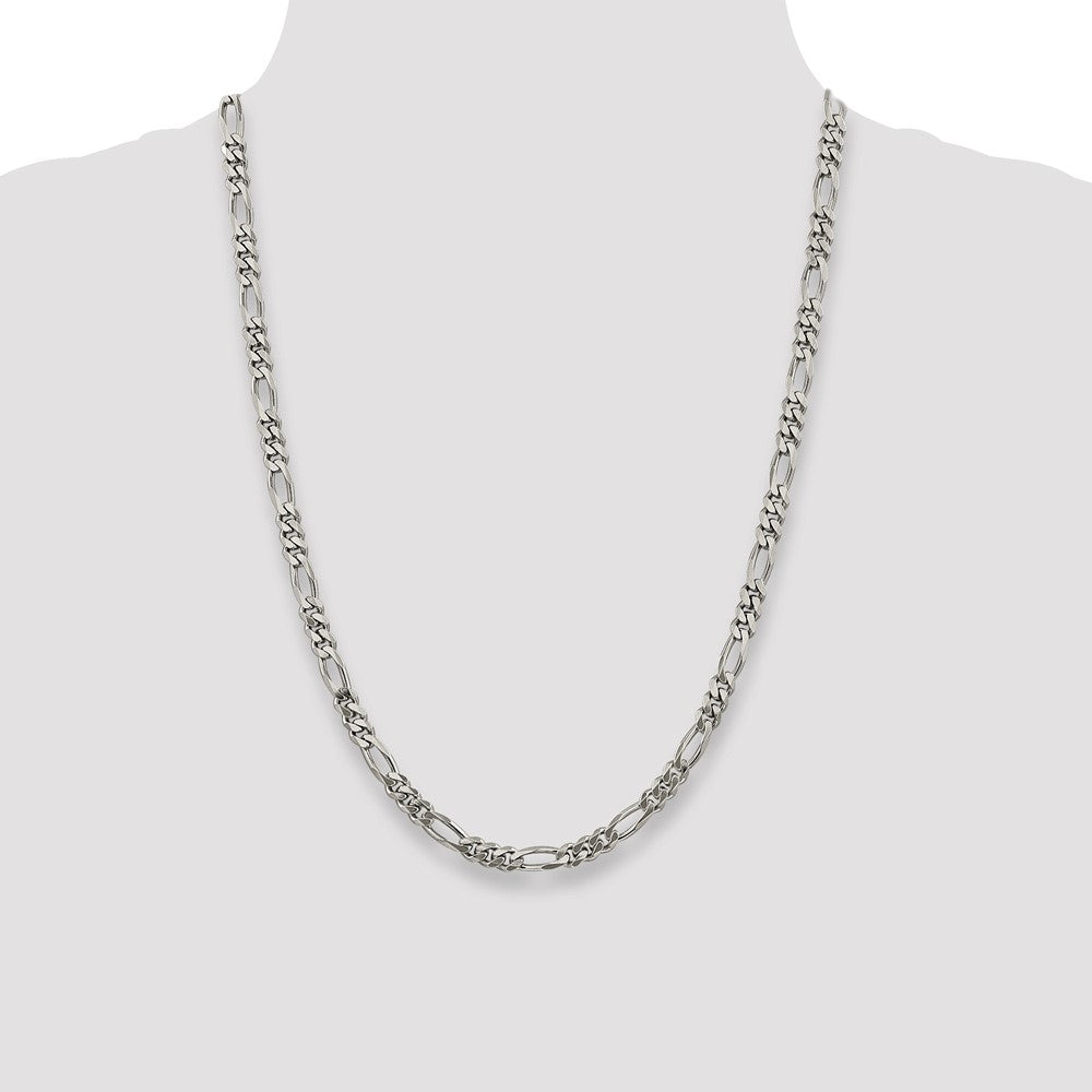 Exclusive Rhodium-Plated Sterling Silver Figaro Chain 5.25mm - Stylish Value
