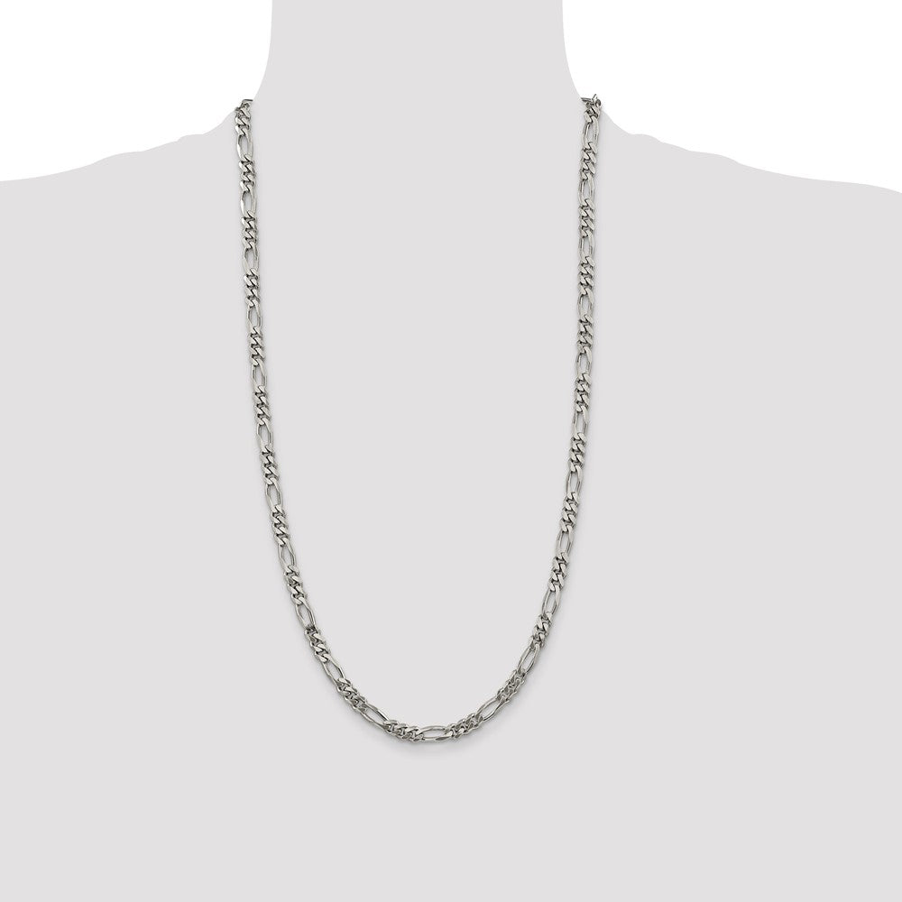 Buy Stylish Rhodium-Plated Sterling Silver Figaro Chain - 5.25mm, Affordable Luxury