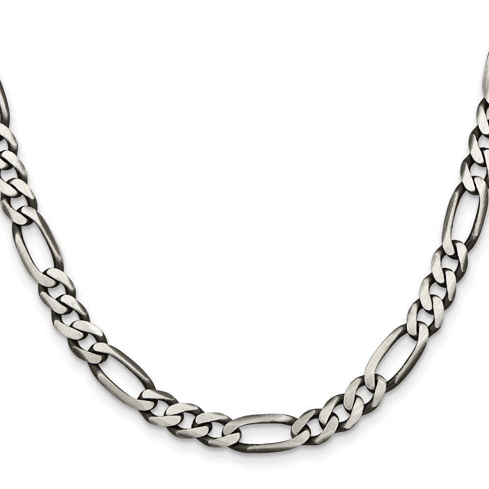 Exclusive Antiqued Sterling Silver 6.5mm Figaro Chain Necklace - Stylish Value
