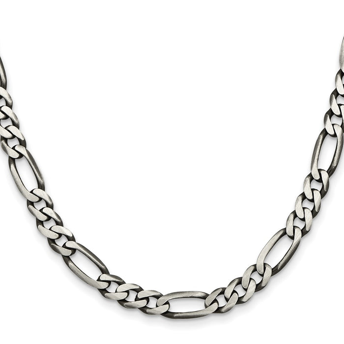 Exclusive Antiqued Sterling Silver 6.5mm Figaro Chain Necklace - Stylish Value-2