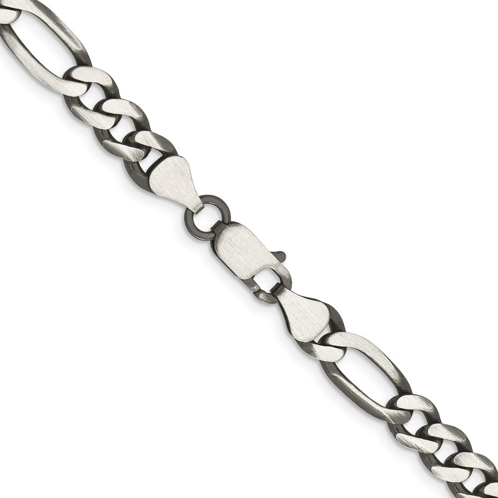 Exclusive Antiqued Sterling Silver 6.5mm Figaro Chain Necklace - Stylish Value