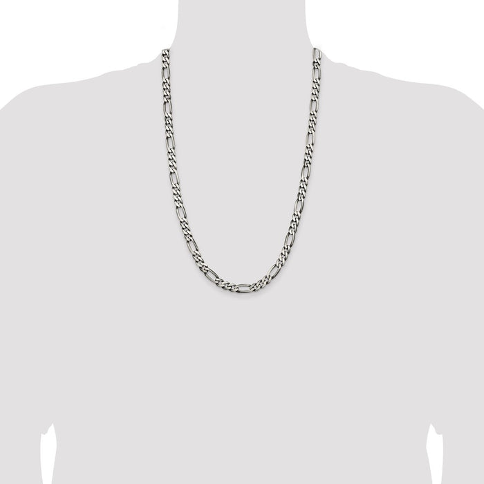 High-Quality Antiqued Sterling Silver 6.5mm Figaro Chain - Stylish Value!-4
