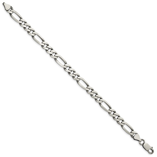 High-Quality Antiqued Sterling Silver 6.5mm Figaro Chain - Stylish Value!