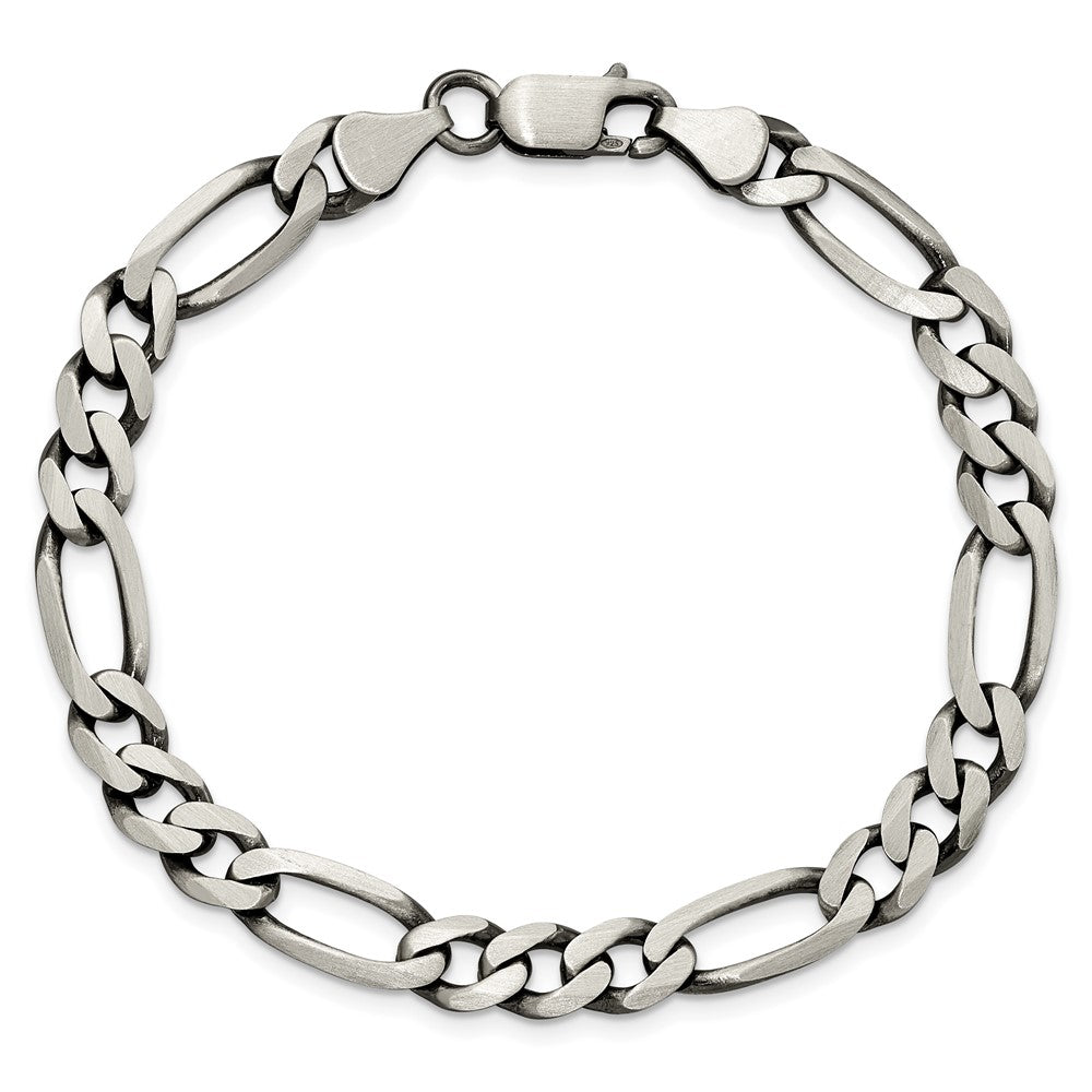 High-Quality Antiqued Sterling Silver 6.5mm Figaro Chain - Stylish Value!