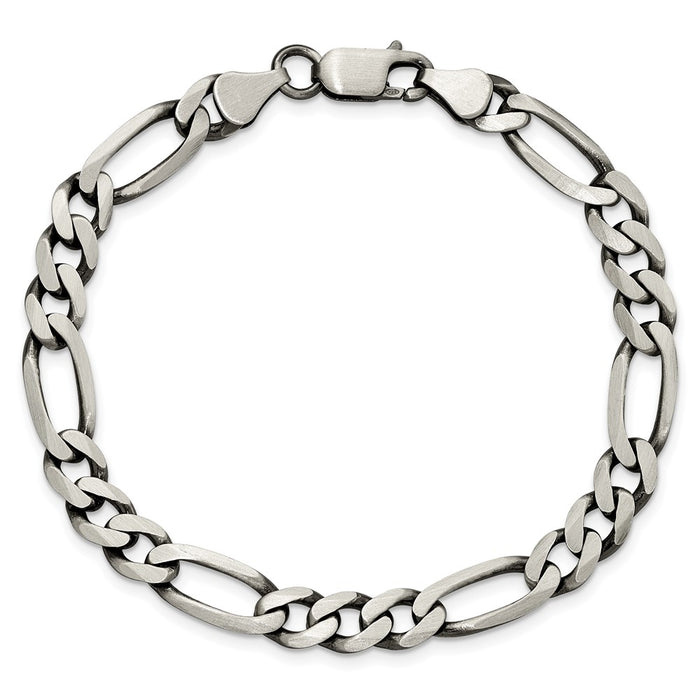 High-Quality Antiqued Sterling Silver 6.5mm Figaro Chain - Stylish Value!-3