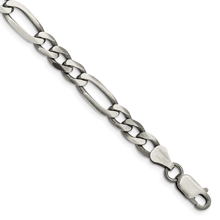High-Quality Antiqued Sterling Silver 6.5mm Figaro Chain - Stylish Value!-1