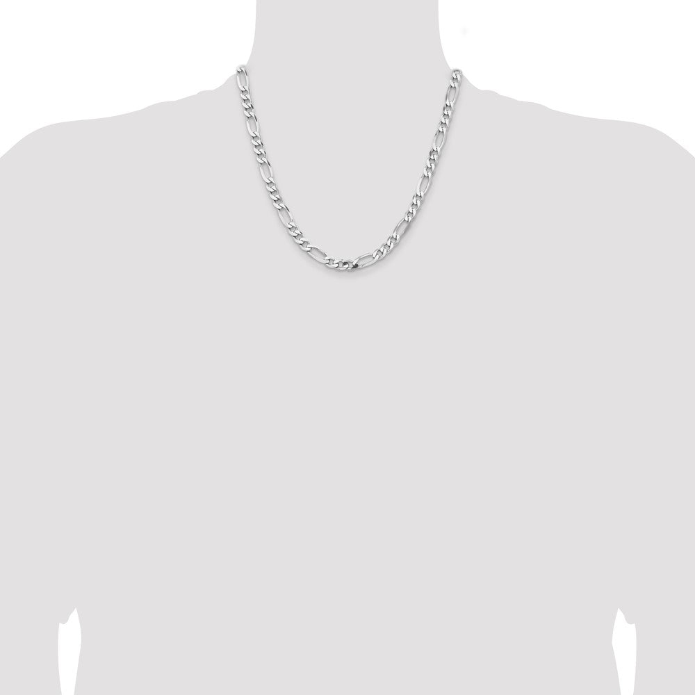 Buy Stylish Rhodium-Plated Sterling Silver 6.5mm Figaro Chain | Affordable Luxury