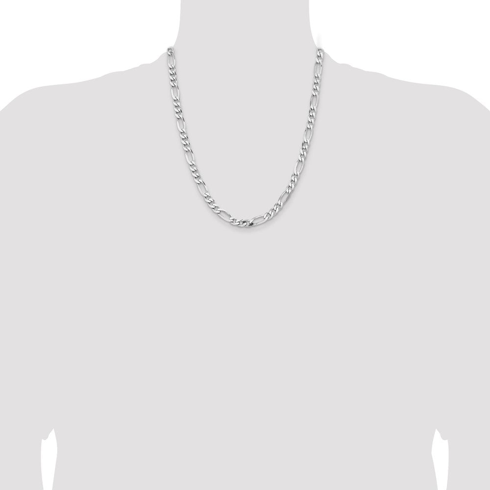 Buy Stylish Rhodium-Plated Sterling Silver Figaro Chain 6.5mm | Luxury Value