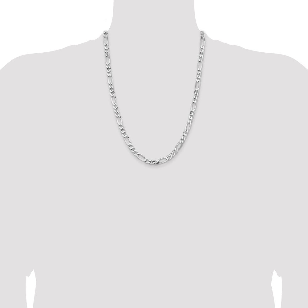 Buy Stylish Rhodium-Plated Sterling Silver Figaro Chain - 6.5mm, Affordable Price