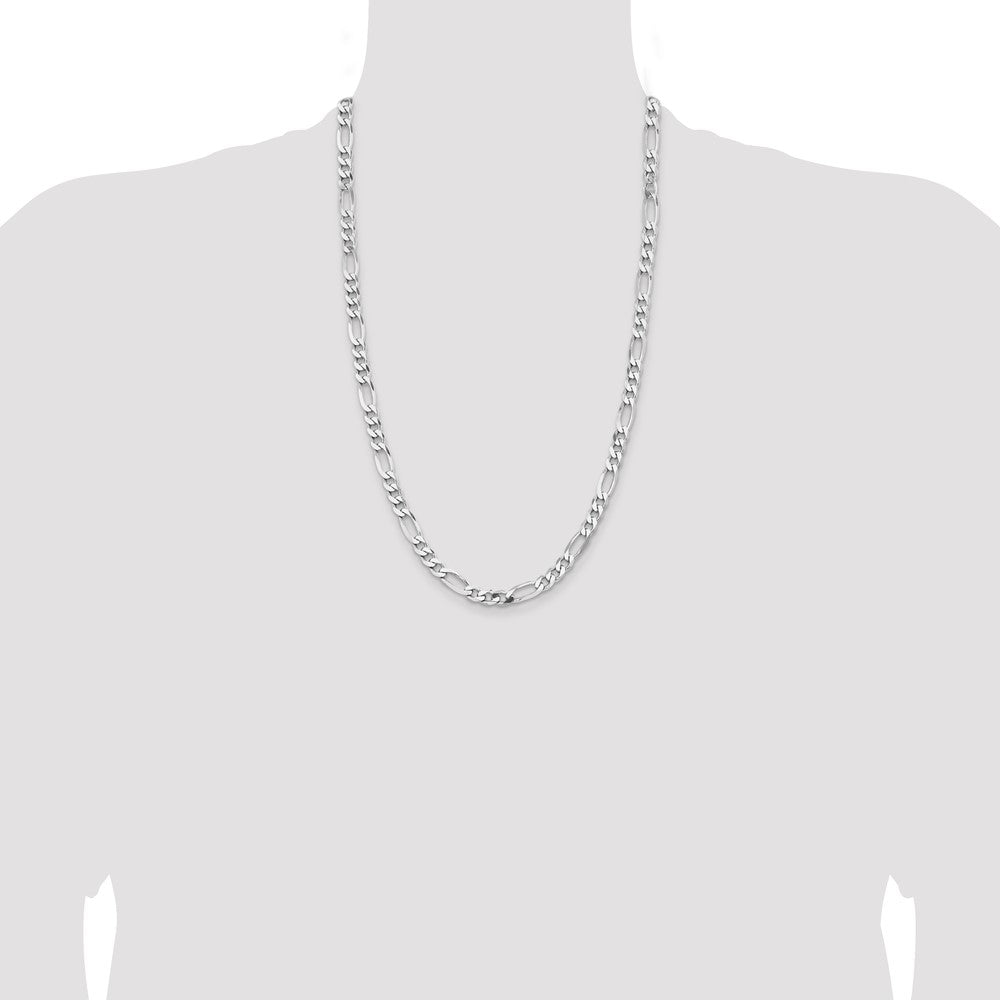 Exclusive Rhodium-Plated Sterling Silver 6.5mm Figaro Chain - Stylish Value