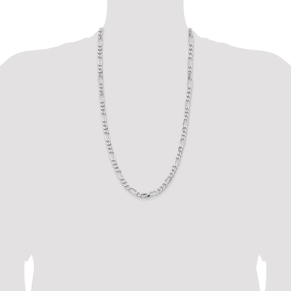 High-Quality Rhodium-Plated Sterling Silver 6.5mm Figaro Chain - Stylish Value!