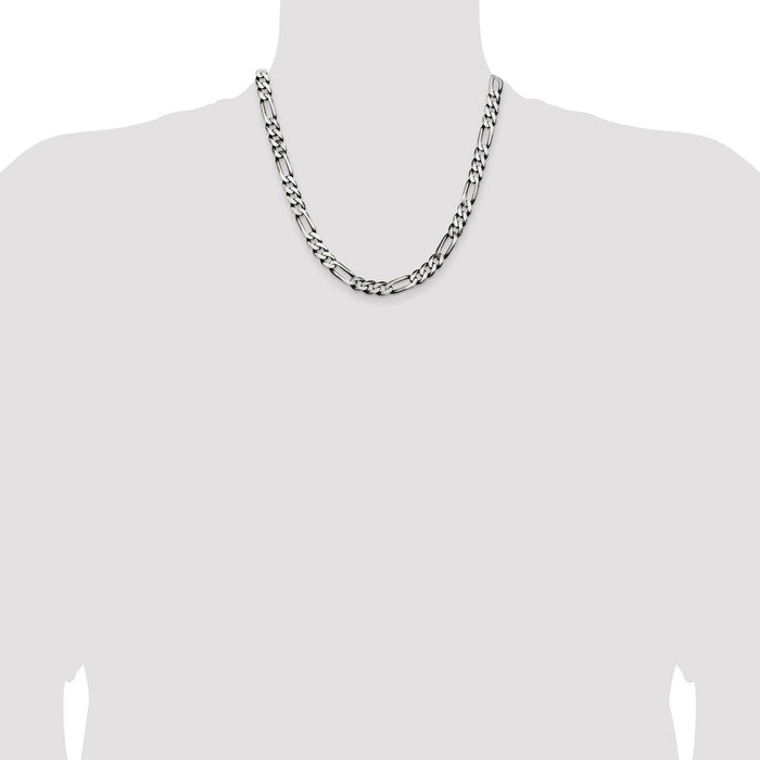 High-Quality Antiqued Sterling Silver 7.5mm Figaro Chain - Stylish Value!-4