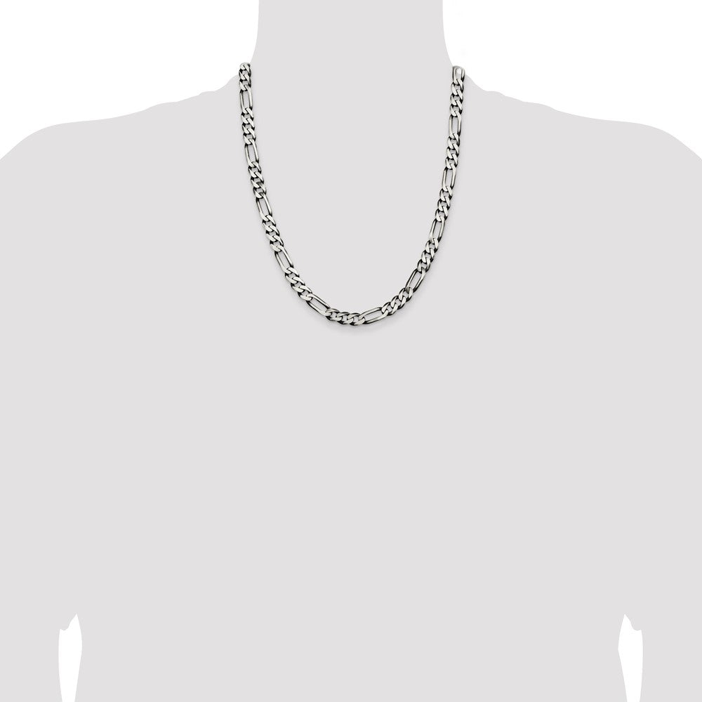 Buy Stylish Antiqued Sterling Silver Figaro Chain 7.5mm - Affordable Luxury