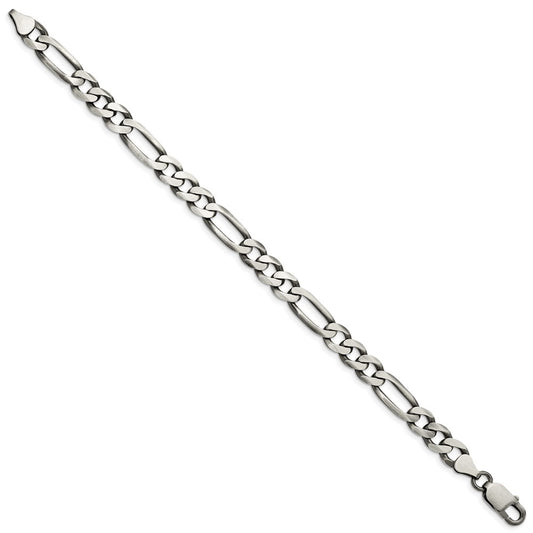 High-Quality Antiqued Sterling Silver 7.5mm Figaro Chain - Stylish Value!