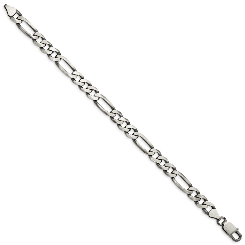 Designer Antiqued Sterling Silver 7.5mm Figaro Chain Necklace - Stylish Value!