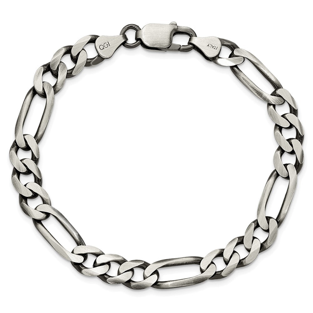 Designer Antiqued Sterling Silver 7.5mm Figaro Chain Necklace - Stylish Value!