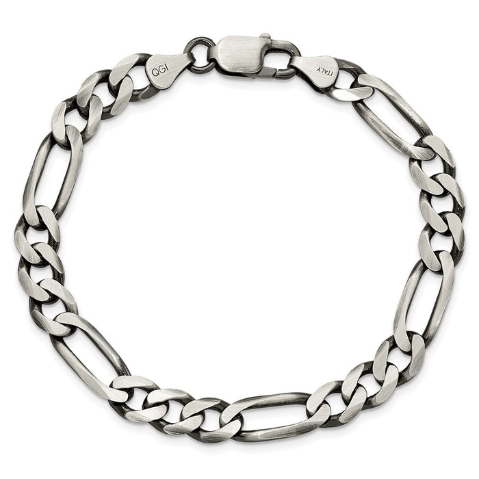 Designer Antiqued Sterling Silver 7.5mm Figaro Chain Necklace - Stylish Value!-3