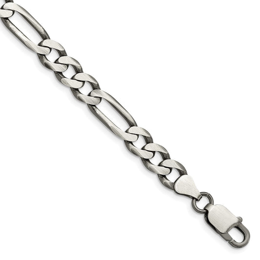 High-Quality Antiqued Sterling Silver 7.5mm Figaro Chain - Stylish Value!