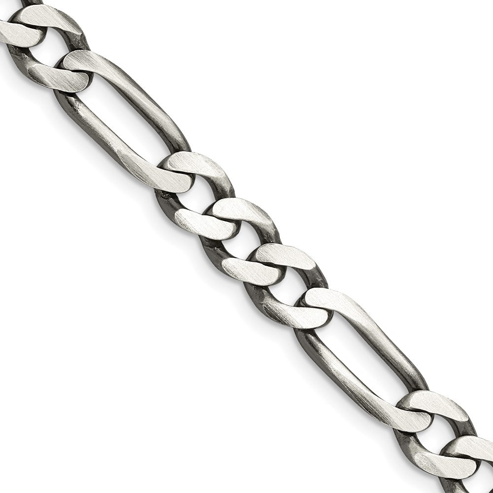 High-Quality Antiqued Sterling Silver 7.5mm Figaro Chain - Stylish Value!