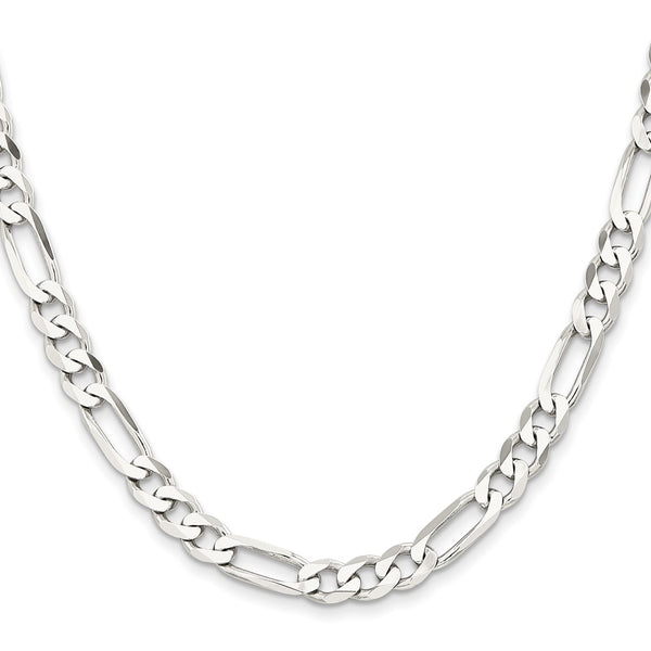 Rhodium-Plated Sterling Silver 7.5mm Figaro Chain - Style GR1-1032672