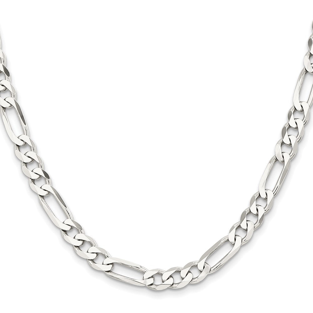 High-Quality Rhodium-Plated Sterling Silver 7.5mm Figaro Chain - Stylish Value!
