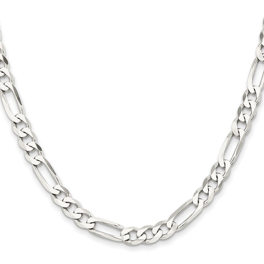 High-Quality Rhodium-Plated Sterling Silver 7.5mm Figaro Chain - Stylish Value!