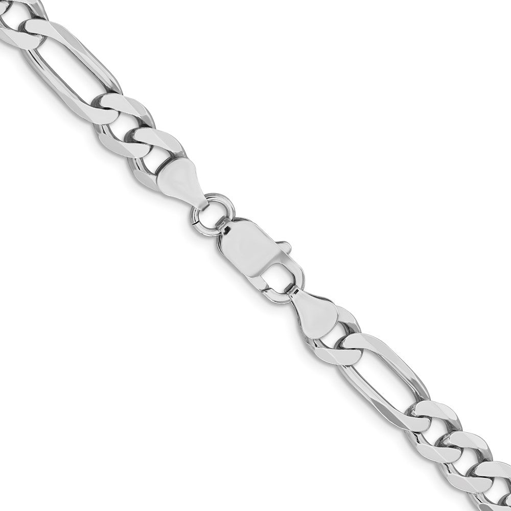 High-Quality Rhodium-Plated Sterling Silver 7.5mm Figaro Chain - Stylish Value!