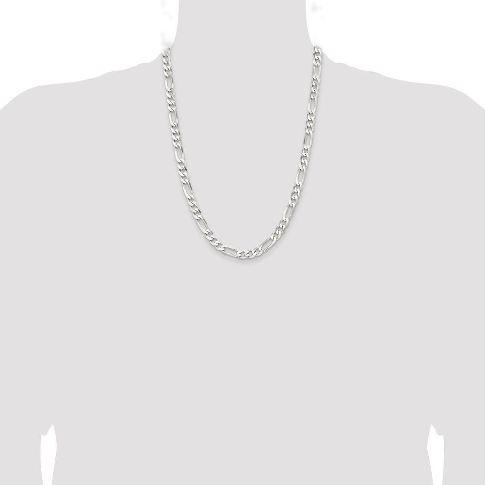 High-Quality Rhodium-Plated Sterling Silver 7.5mm Figaro Chain - Stylish Value!