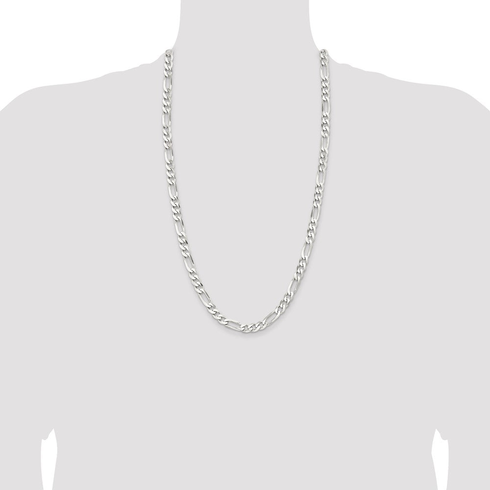 Exclusive Rhodium-Plated Sterling Silver 7.5mm Figaro Chain - Stylish Value!