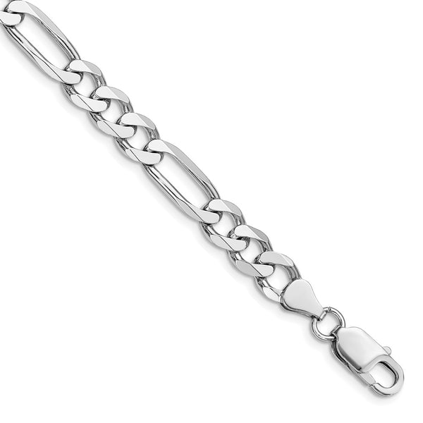 Rhodium-Plated Sterling Silver 7.5mm Figaro Chain - Style GR1-1029624