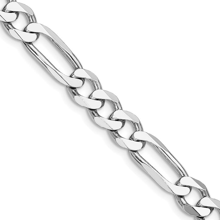 High-Quality Rhodium-Plated Sterling Silver 7.5mm Figaro Chain - Stylish Value!-1
