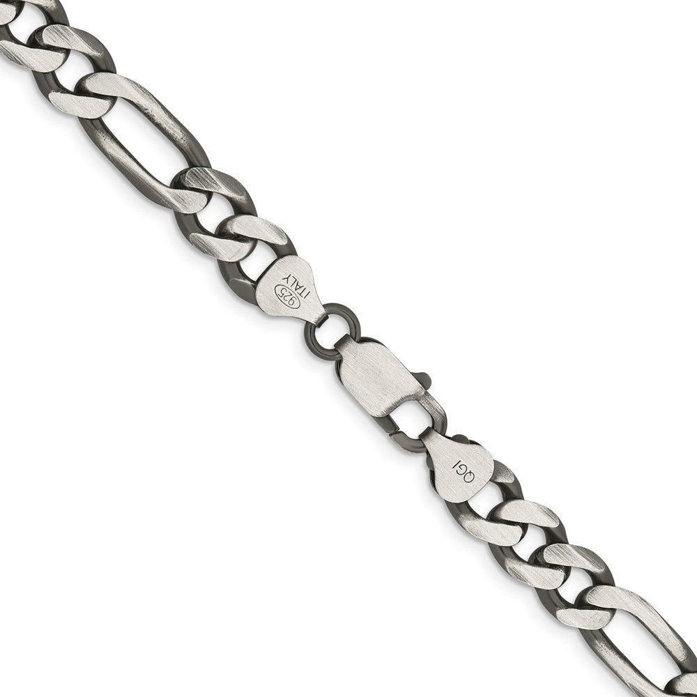 Designer Antiqued Sterling Silver 7.75mm Figaro Chain Necklace - Stylish Value!