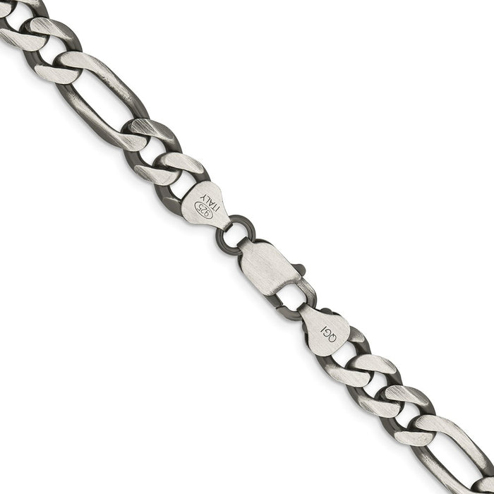 Designer Antiqued Sterling Silver 7.75mm Figaro Chain Necklace - Stylish Value!-3