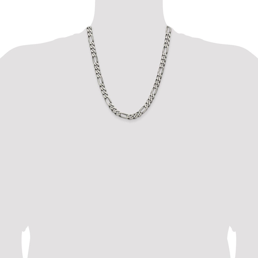 High-Quality Antiqued Sterling Silver 7.75mm Figaro Chain - Stylish Value!