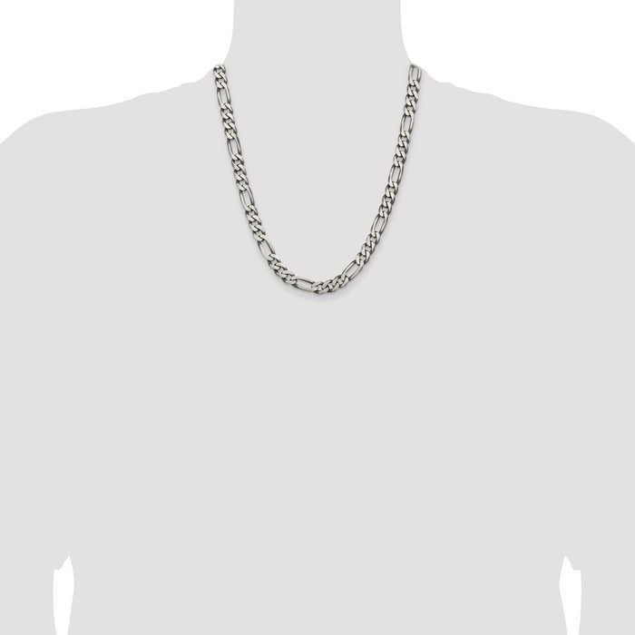High-Quality Antiqued Sterling Silver 7.75mm Figaro Chain - Stylish Value!-4