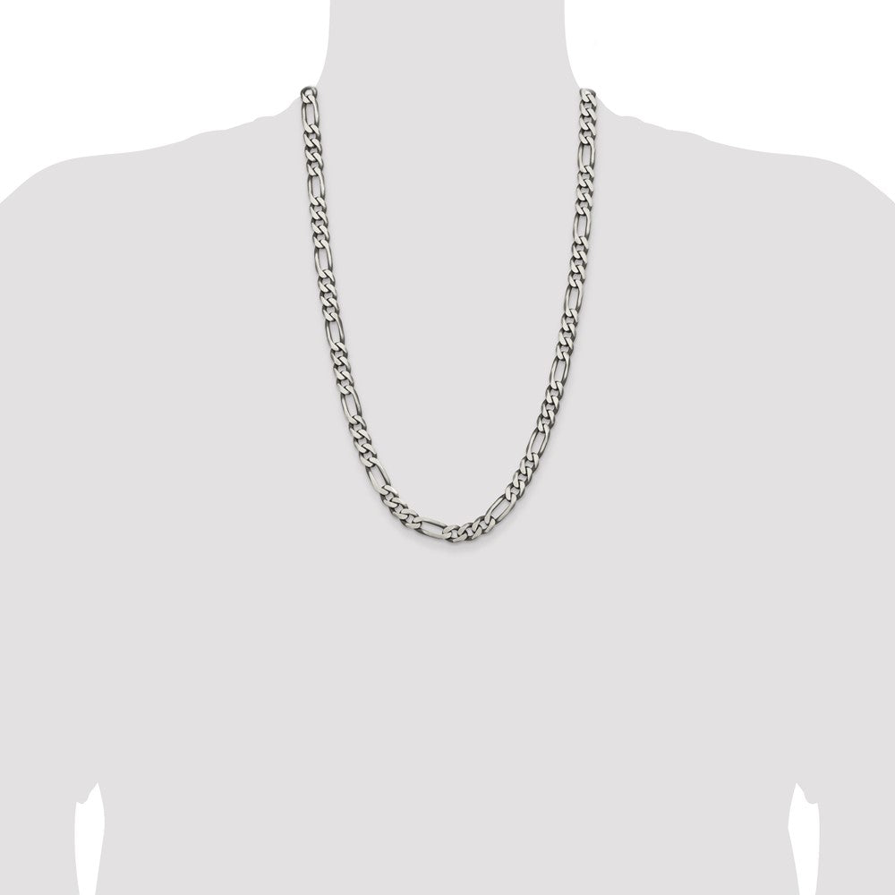 Buy Stylish Antiqued Sterling Silver 7.75mm Figaro Chain - Luxury Value!