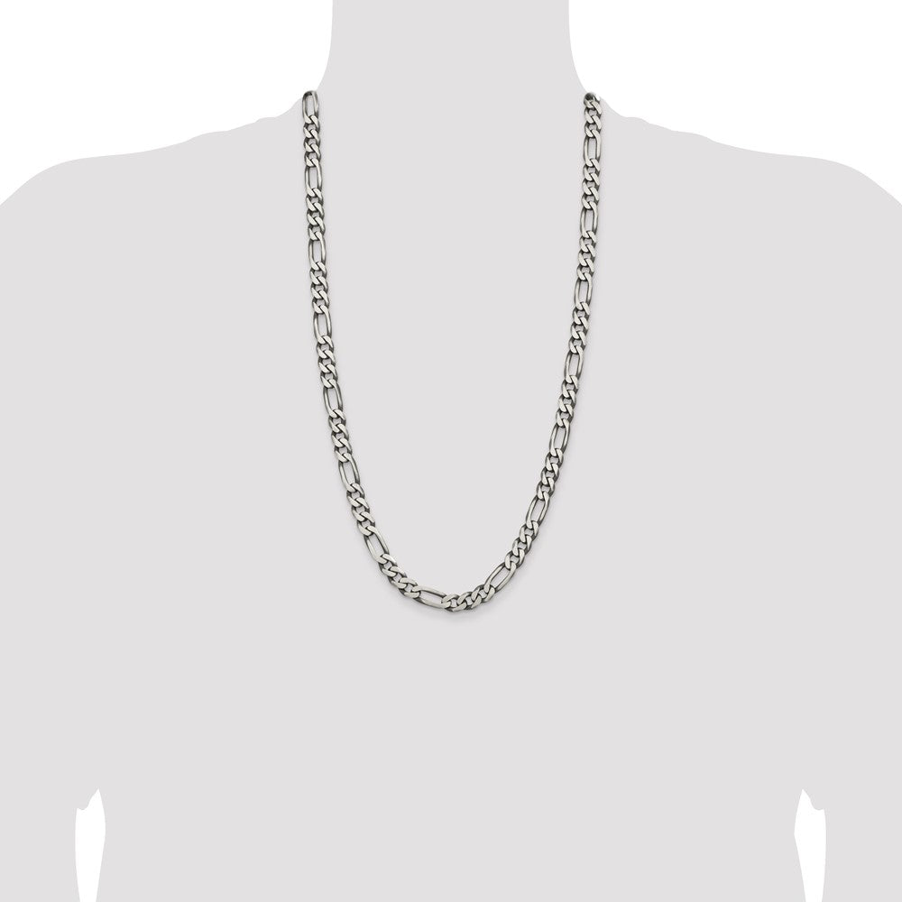 Buy Stylish Antiqued Sterling Silver 7.75mm Figaro Chain - Affordable Luxury!