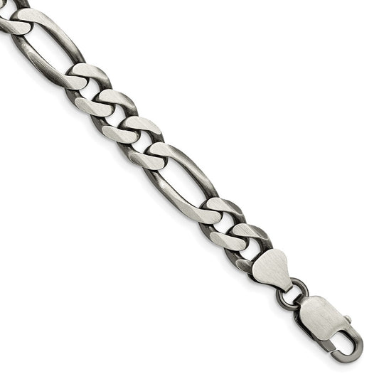 High-Quality Antiqued Sterling Silver 7.75mm Figaro Chain - Stylish Value